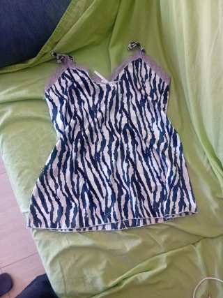 Camiseta pijama cebra encaje