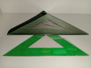 regla, escuadra y cartabon verdes (educ.plastica)