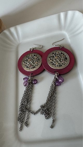 Orecchini pendenti bordeaux filigrana