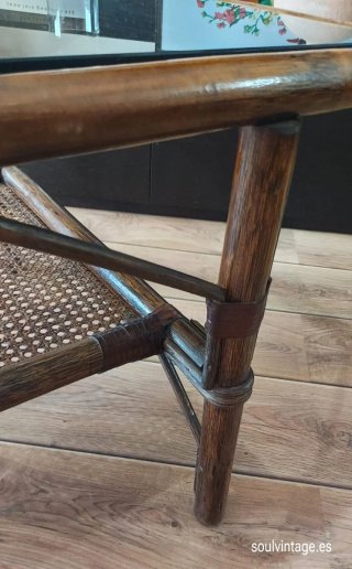 Mesa francesa ratán,  años 60