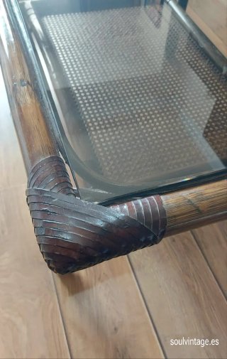 Mesa francesa ratán,  años 60