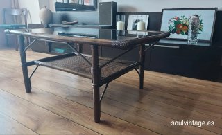 Mesa francesa ratán,  años 60