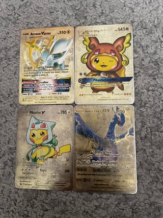 Pack Cartas Pokémon Metálicas Doradas