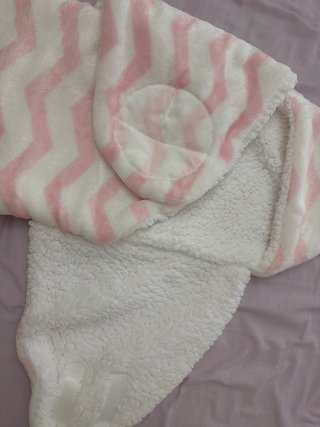 Saco borrego bebé rosa y blanco
