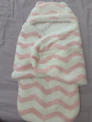 Saco borrego bebé rosa y blanco