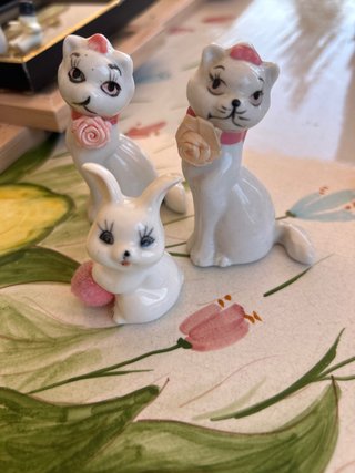 Animaletti ceramica bianca gatti coniglietto