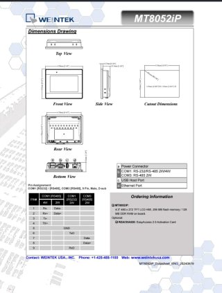 Pantalla HMI WEINTEK MT8052IP