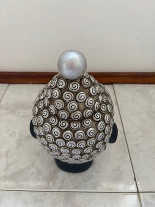 Cabeça Buda Decorativa Preto e Prateado
