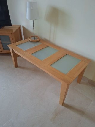 Conjunto Muebles Salón Madera y Cristal