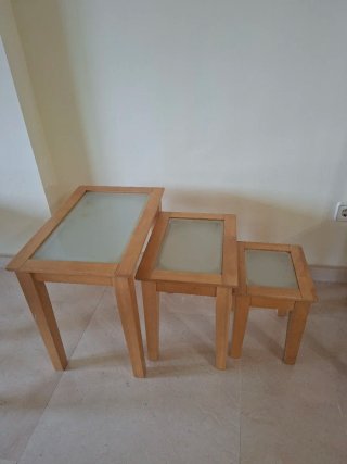 Conjunto Muebles Salón Madera y Cristal