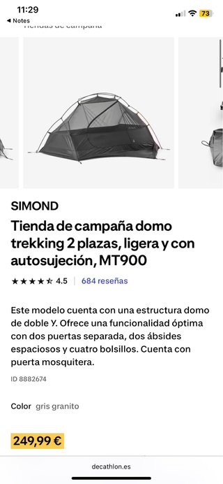 Simond MT900 Tienda de campaña Simond 2 personas