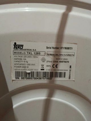 Lavadora Teka TKL 1285 8kg