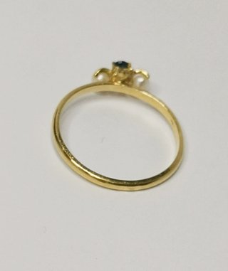 Anillo Oro 18kt Perlas y Zafiro Azul