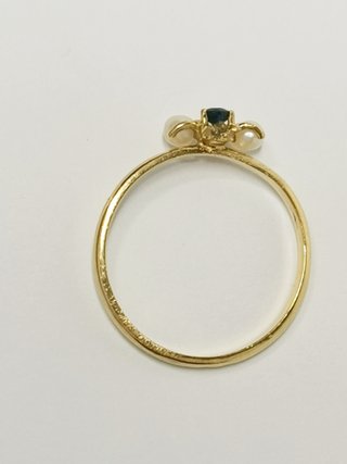 Anillo Oro 18kt Perlas y Zafiro Azul