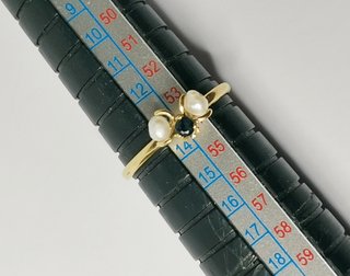 Anillo Oro 18kt Perlas y Zafiro Azul