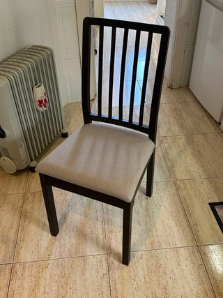 2 Sillas IKEA INGOLF Madera Negra Asiento Beige