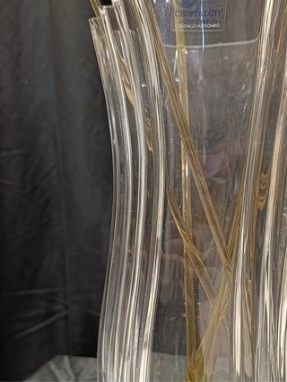 Vaso in cristallo con spighe in vetro di Murano
