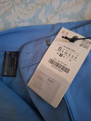 Pantalón Zara Recto Azul Mujer Nuevo
