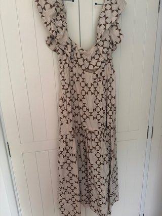 Vestido largo volantes estampado