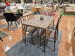 Mesa y 4 Sillas Efecto Madera
