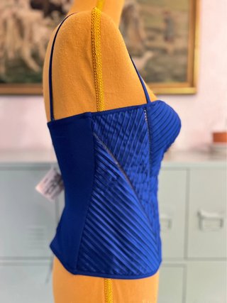 La Perla – Blue Pleated Bustier Corset Top –