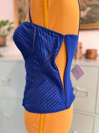 La Perla – Blue Pleated Bustier Corset Top –