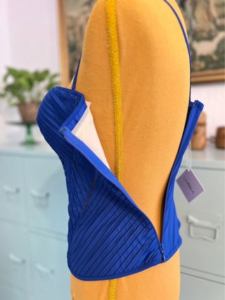 La Perla – Blue Pleated Bustier Corset Top –