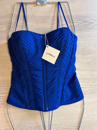 La Perla – Blue Pleated Bustier Corset Top –