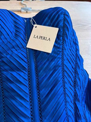 La Perla – Blue Pleated Bustier Corset Top –