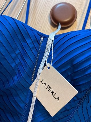 La Perla – Blue Pleated Bustier Corset Top –