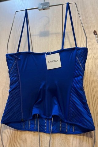 La Perla – Blue Pleated Bustier Corset Top –