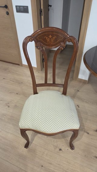 6 sillas de comedor madera y tela