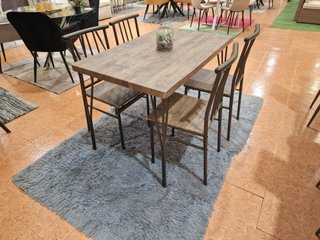 Mesa y 4 Sillas Efecto Madera y Metal