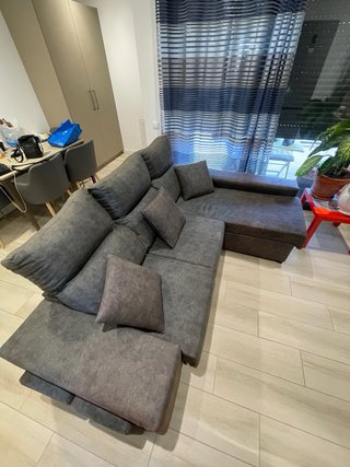 Sofá chaiselongue gris 3 plazas