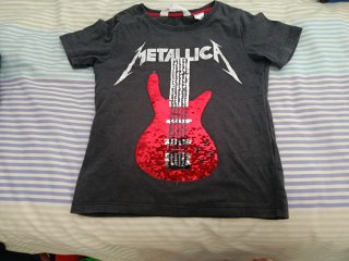Camiseta Metallica Guitarra Lentejuelas Niño 3-4 A