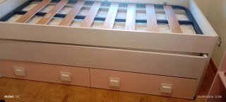 Cama Nido con 2 colchones, color blanco roble.