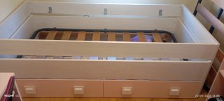 Cama Nido con 2 colchones, color blanco roble.