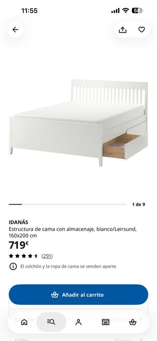 Estructura Cama Ikea Idanäs 180x200