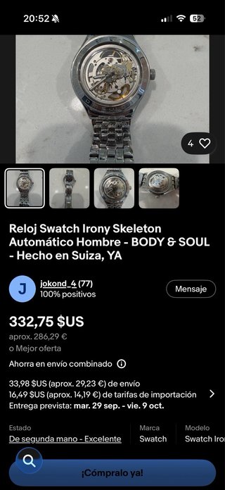 Swatch Irony Automatic modelo (YAS100G) “B&S”
