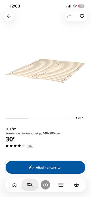 Somier y tablas de ikea 140cm