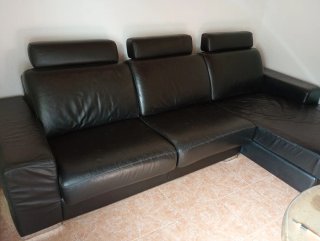 Sofá Chaiselongue Negro Piel Seminuevo