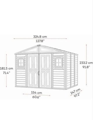 Caseta de jardín de Poliuretano PVC 10x8