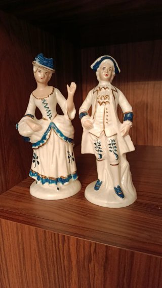 Pareja Figuras Porcelana Estilo Rococó
