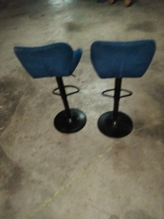 Juego de 2 Sillas de Bar Terciopelo Azul