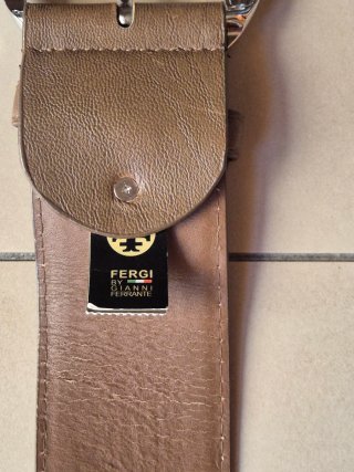 Cintura donna Fergi beige/marrone fibbia argento