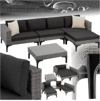 Conjunto Terraza Ratán Gris y Negro