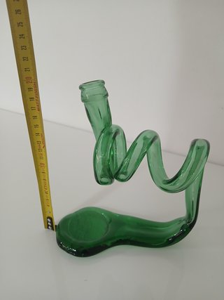 Vaso Scultura Spirale Vetro Verde