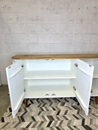 Buffet madera maciza blanco y natural
