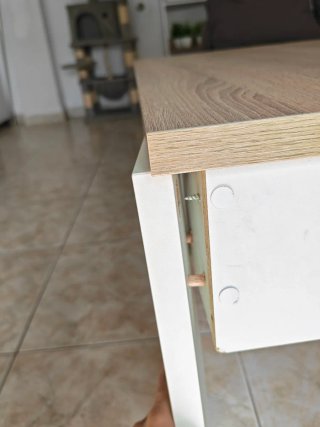 Mesa de centro elevable blanca y madera