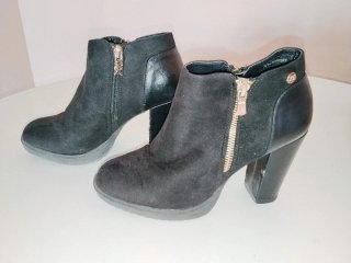 Botines Xti Negros Tacón Cremallera